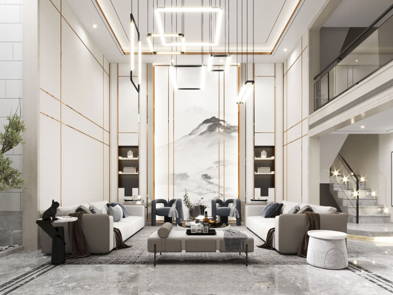 Không gian thông tầng rộng mở, mang ánh sáng tự nhiên tràn ngập từng góc