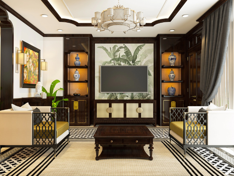 Indochine mang đến sự hoài niệm, nâng tầm giá trị thẩm mỹ cho phòng khách