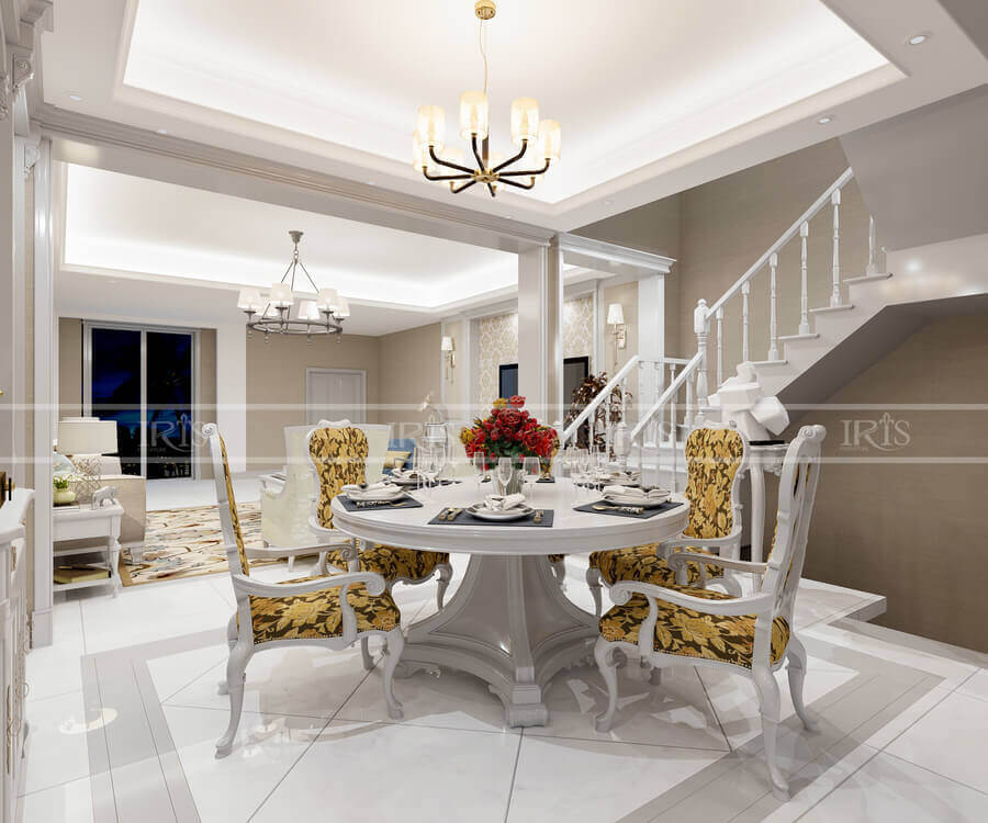 mẫu Thiết kế nội thất nhà phố tân cổ điển