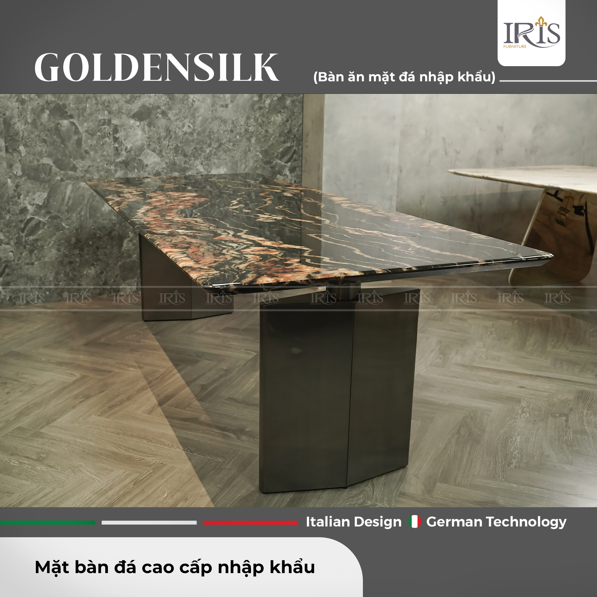 Bàn ăn mặt đá Goldensilk