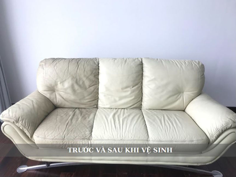 Ghế sofa trước và sau khi thực hiện quy trình đánh bóng
