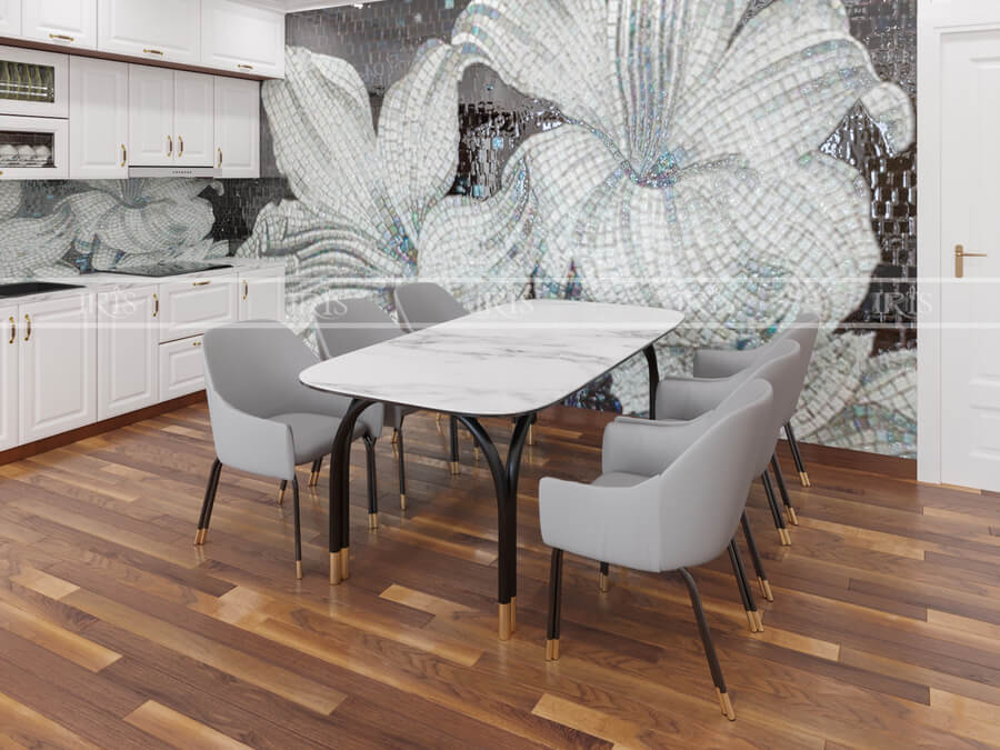 mẫu bàn ăn mặt đá 6 người