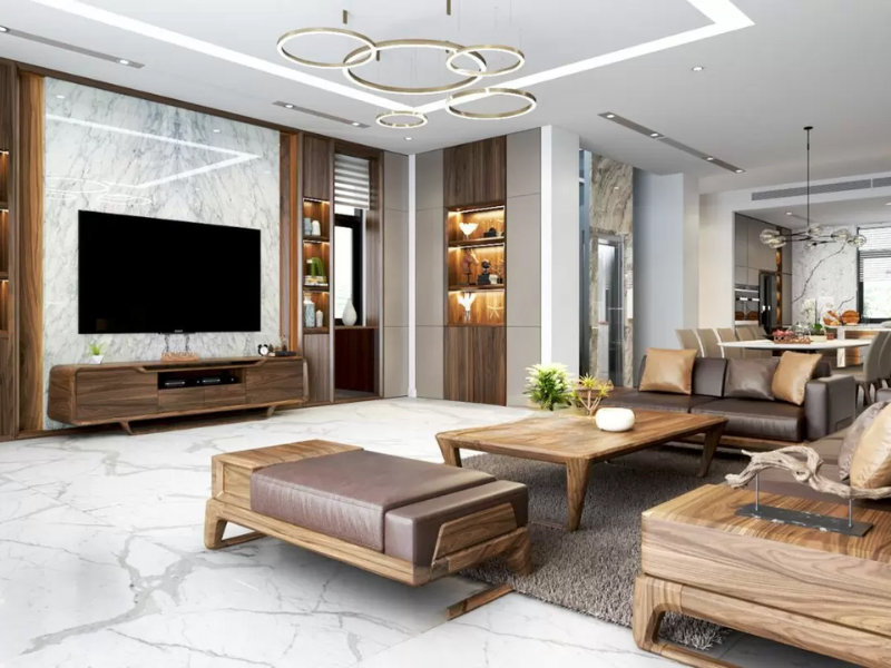 Lựa chọn kích thước bàn ghế cho phòng khách rộng