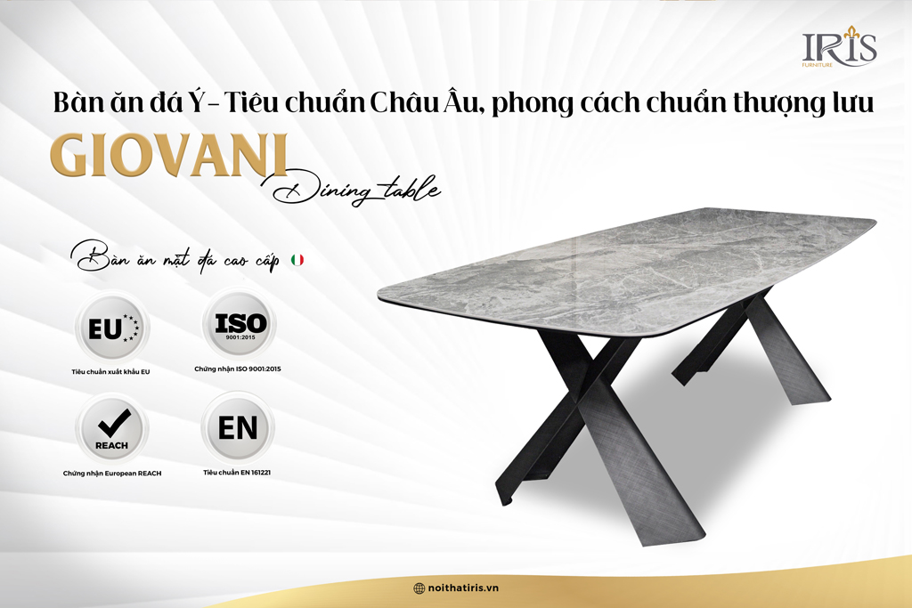 Bàn ăn GIOVANI được làm từ đa cẩm thạch cao cấp sang trọng