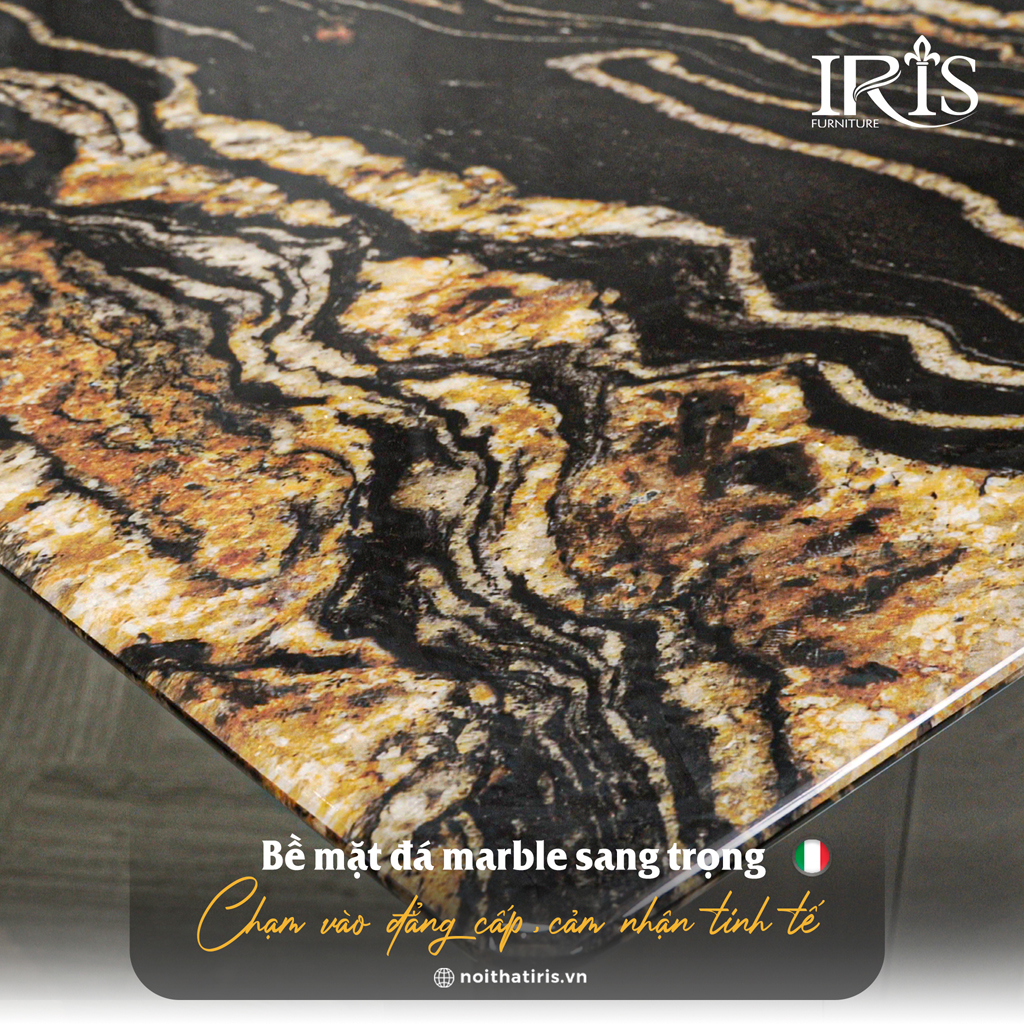 Bàn với bề mặt đá marble tạo sự sang trọng
