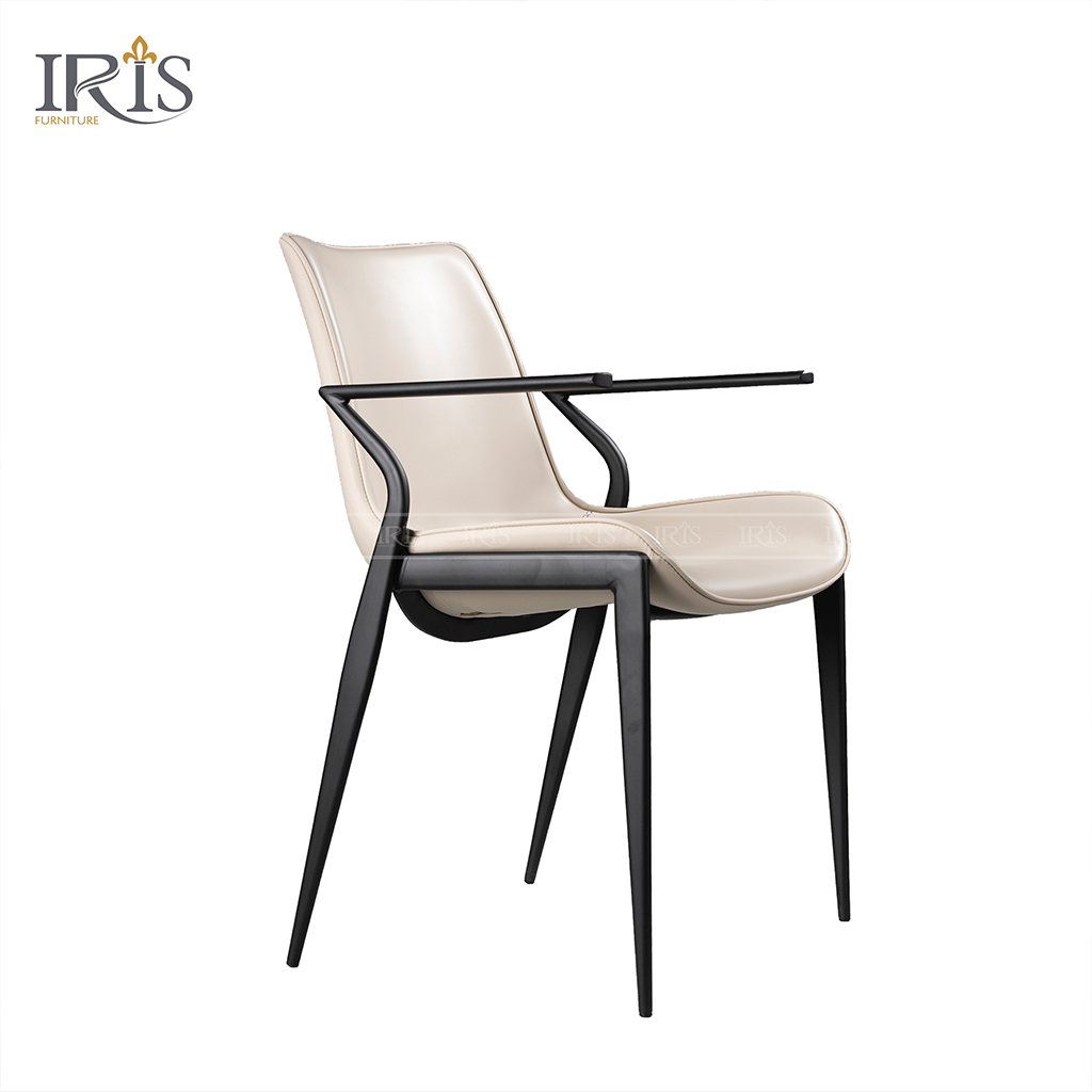 Ghế Yokee mạ màu vàng hồng (rose gold) da vàng bò lạ mắt