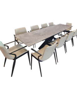 Bộ bàn ăn Stella Grey và 10 ghế Yokee White