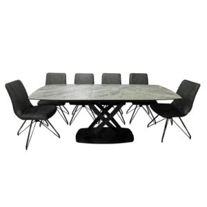 Bộ bàn ăn Milano và 10 ghế HD 9206B Grey