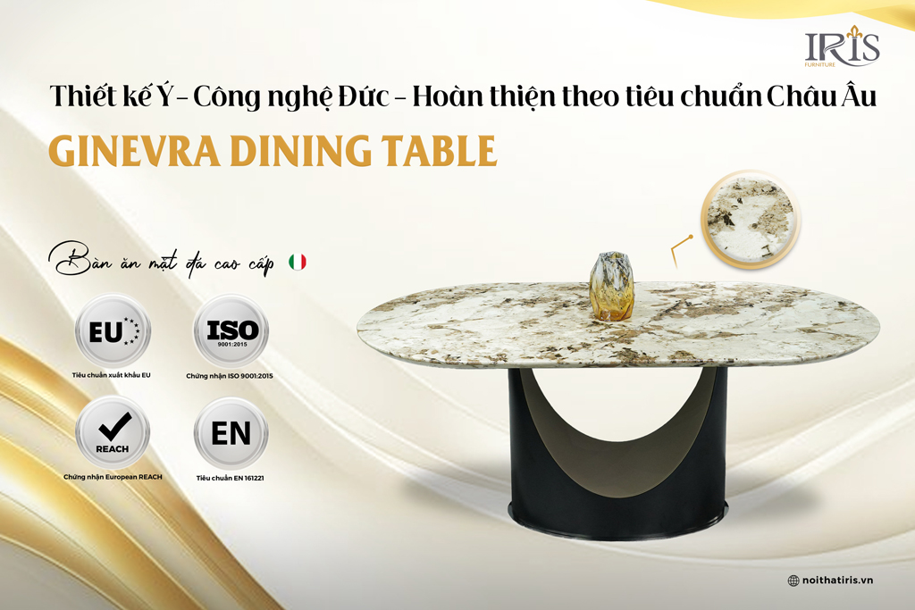 Bàn ăn mặt đá với thiết kế công nghệ Đức đạt tiêu chuẩn Châu Âu