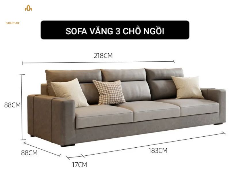 Chiều cao trung bình của sofa văng 3 chỗ