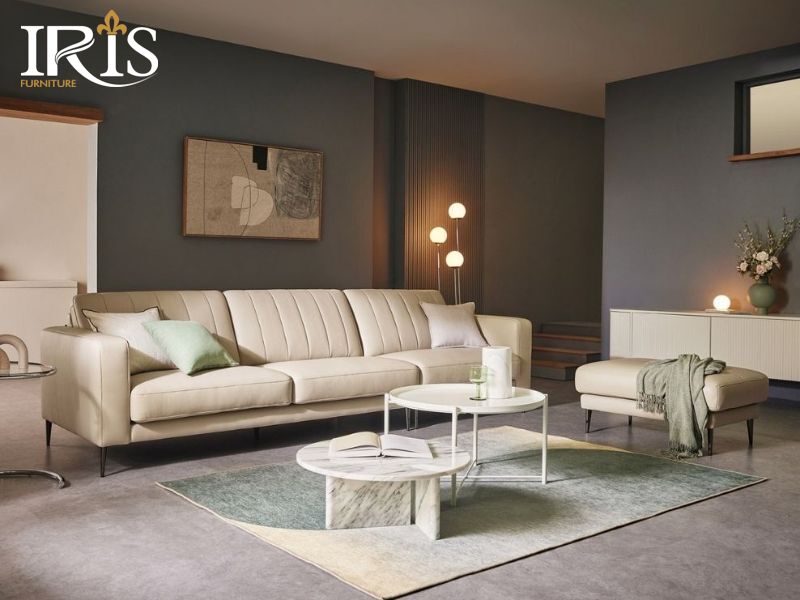 Sofa văng màu trắng đẹp cho biệt thự