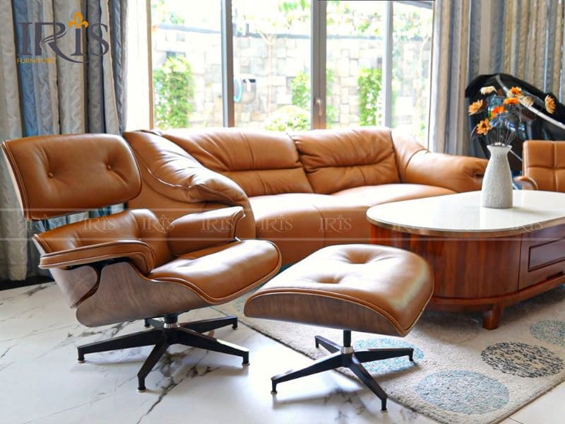 Sofa da nâu phù hợp mọi không gian sang trọng và ấm áp