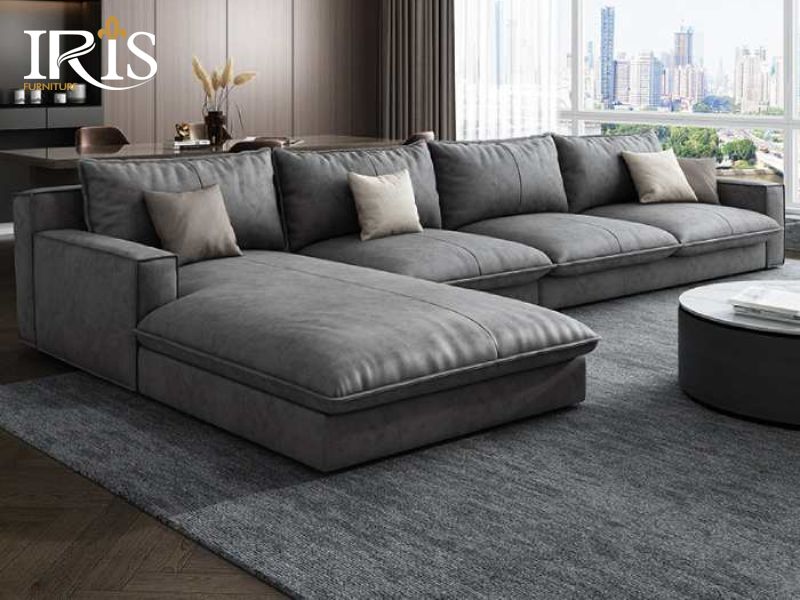 Sofa chữ L 2m8 linh hoạt, tận dụng góc phòng, tạo bố cục cân đối và tiện nghi cho phòng khách rộng.