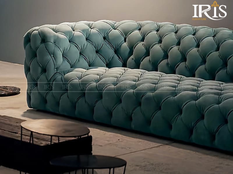 Sofa văng xanh dương Baxter da thật nhập khẩu, thiết kế Chester đẳng cấp