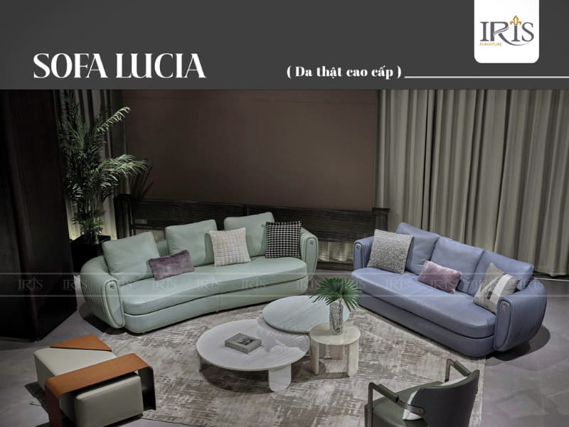 Sofa Lucia Casa xanh da bò Ý nhập khẩu, thiết kế hiện đại, sang trọng và bền đẹp