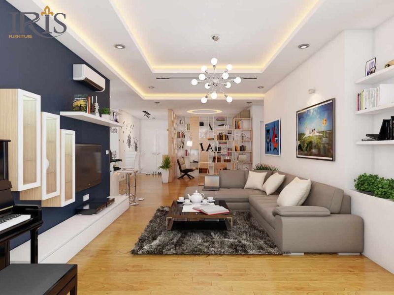 Kê sofa giữa phòng cho phòng khách có không gian mở