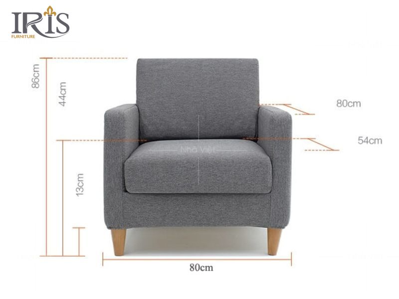 Sofa đơn có kích thước từ 80cm - 1m
