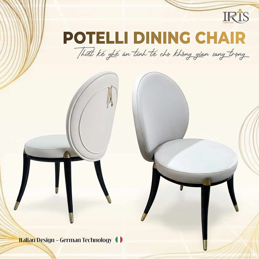 Ghế POTELLI tinh tế, đường cong ôm lưng tạo cảm giác thoải mái