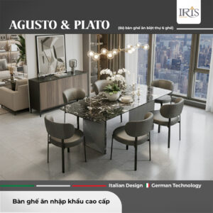 Bàn Ăn Mặt Đá Agusto & Ghế Ăn Plato
