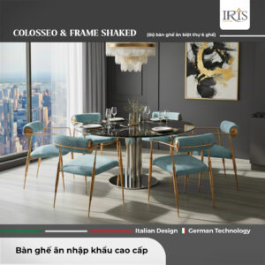 Bàn Ăn Hình Tròn Mặt Đá Colosseo & Ghế Frame Shaked
