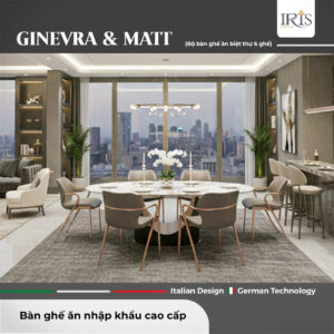 Bàn Ăn Mặt Đá Ginevra & Ghế Matt Grey