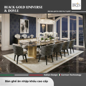 Bộ Bàn Ăn Mặt Đá Black Gold Universe & Ghế Doyle