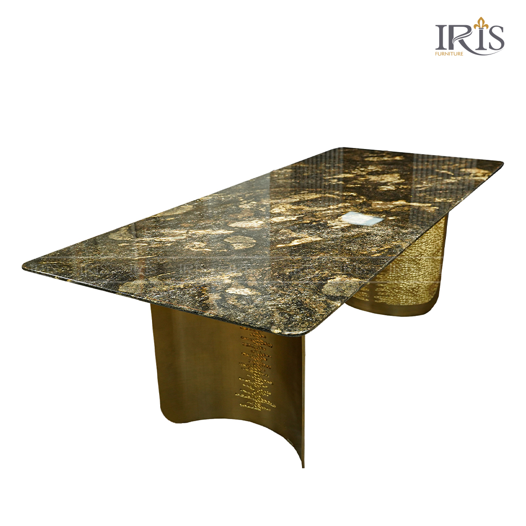 Bàn ăn mặt đá cao cấp Black Gold Universe thể hiện đẳng cấp Ý