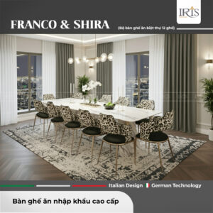 Bộ bàn ăn mặt đá tự nhiên Franco & ghế ăn Shira