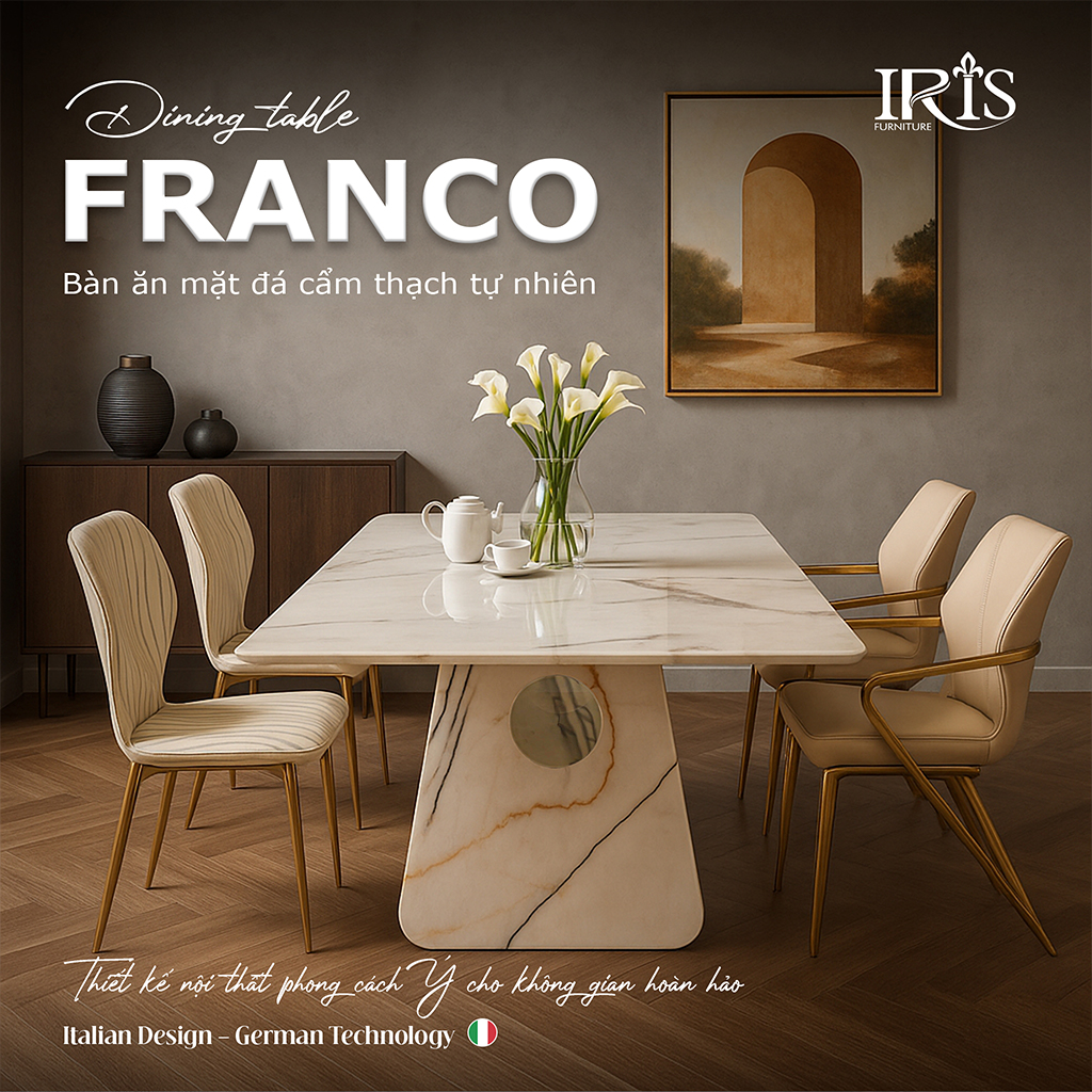 Bàn ăn mặt đá cẩm thạch FRANCO nhập khẩu sang trọng cao cấp