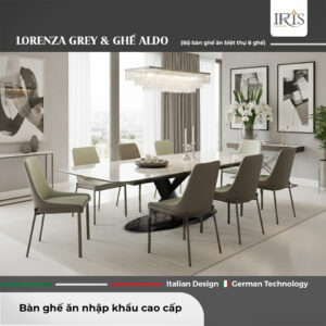 Bàn ăn thông minh Lorenza Grey × Ghế Aldo