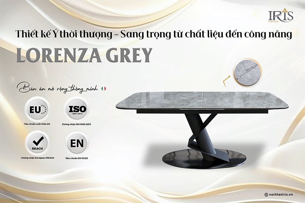 Bàn ăn Lorenza Grey với thiết kế thời thượng và sang trọng chuẩn Ý
