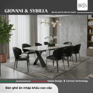 Bàn ăn mặt đá Giovani & ghế ăn Sybilla