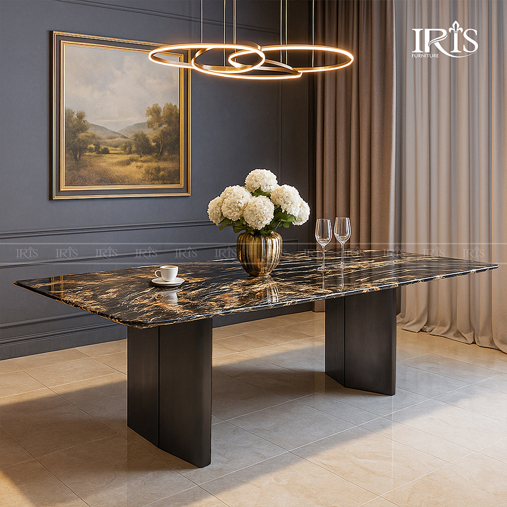 Bàn ăn mặt đá cao cấp thiết kế tinh xảo