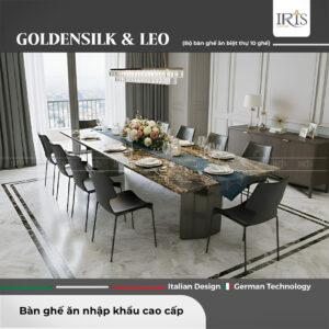 Bộ bàn ăn Goldensilk & Ghế Leo Black