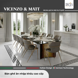 Bộ bàn ăn Vicenzo & ghế Matt