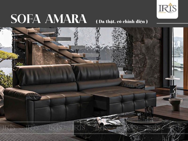 Sofa văng Amara được chế tác từ da bò Ý nguyên tấm