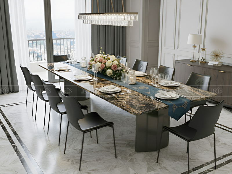 Bàn ăn 10 người tiện lợi, tối ưu không gian