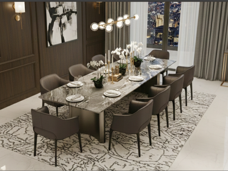Bàn ăn 12 ghế hiện đại phù hợp biệt thự và penthouse