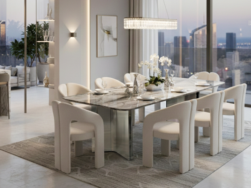 Bàn ăn 8 ghế hiện đại sang trọ, phù hợp gia đình đông thành viên