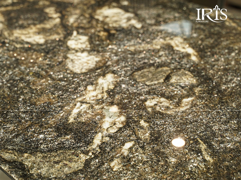 Bàn Black Gold Universe mặt đá cẩm thạch nguyên khối