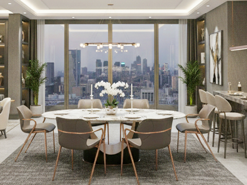 Bộ bàn ăn Ginevra kết hợp ghế Matt Grey