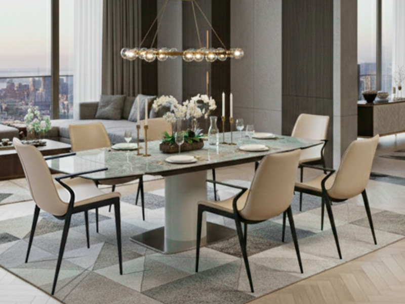 Chất liệu bàn ăn lớn thường có hai loại: đá Ceramic và đá cẩm thạch Ý