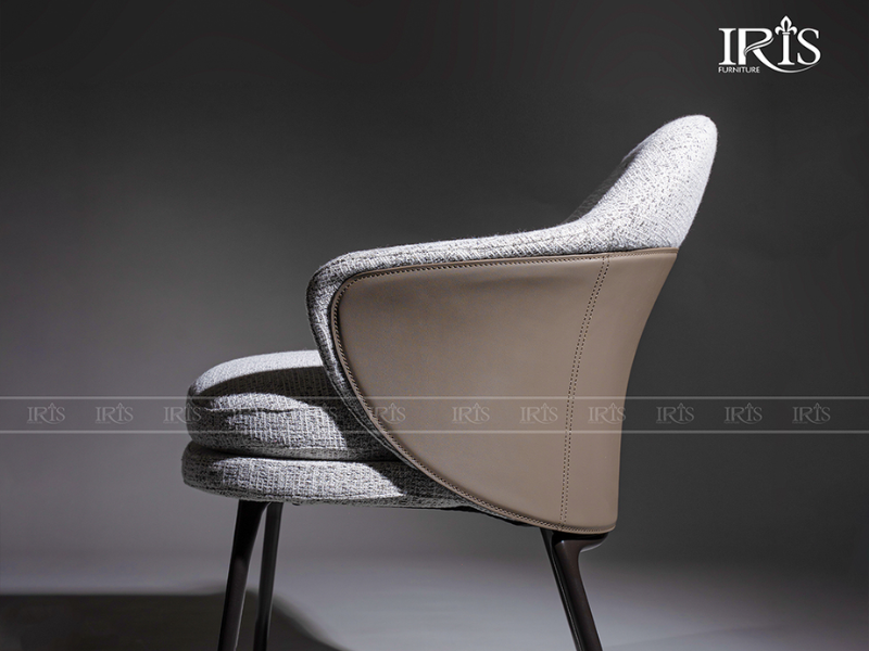 Ghế Angie bọc Linen hoặc da Saddle, chân nhôm nguyên khối