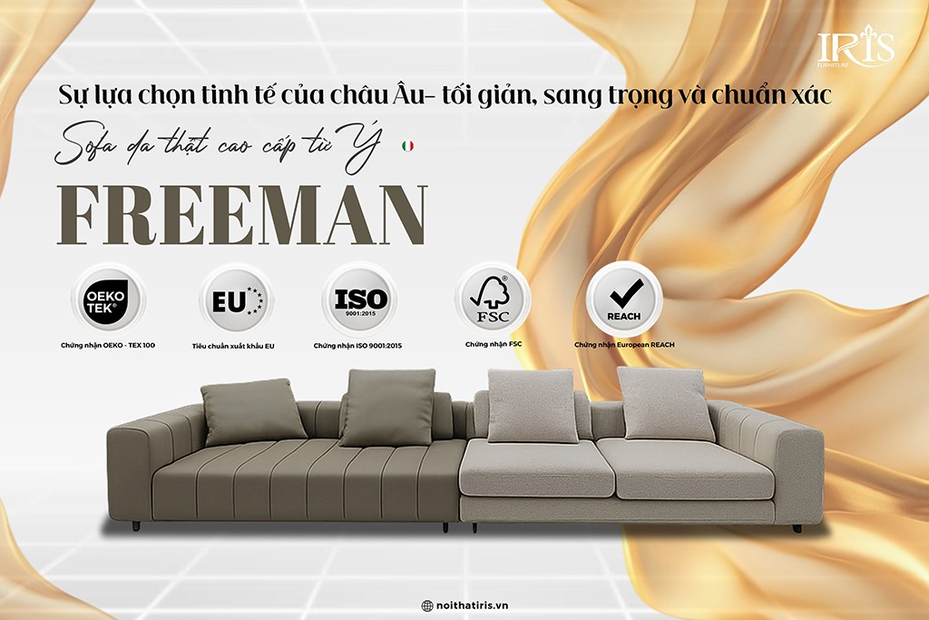Thiết kế của sofa Freeman mang đậm phong cách châu Âu hiện đại