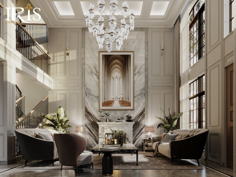 Thiết Kế Nội Thất Phòng Khách — Từ Bố Cục Đến Phối Màu 17 Phòng khách rộng cần sofa lớn thảm lớn và đèn trần tỷ lệ phù hợp