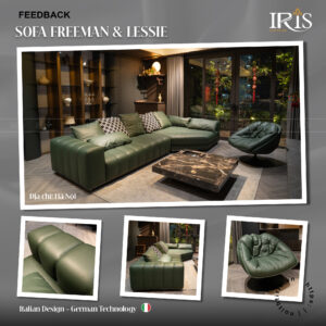 Dự án may đo: Sofa Minotti Order Theo Mẫu — Da Nappa Xanh Lá Số 01