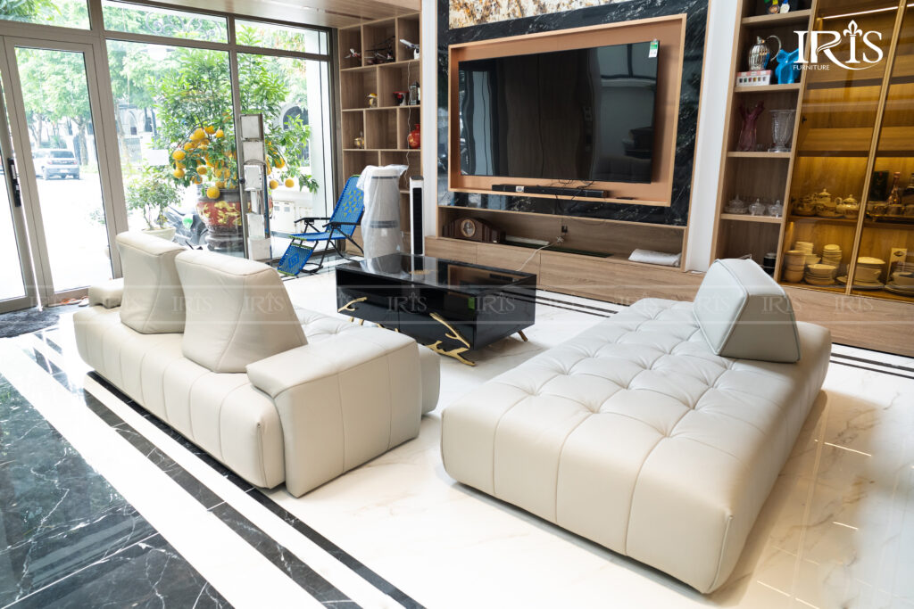Sofa Cubo da top grain có kết cấu sợi da tự nhiên