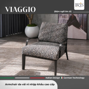 Armchair Viaggio Natuzzi – Vải Nỉ Minotti, Chân Gỗ Tự Nhiên Sơn Vân Lộ